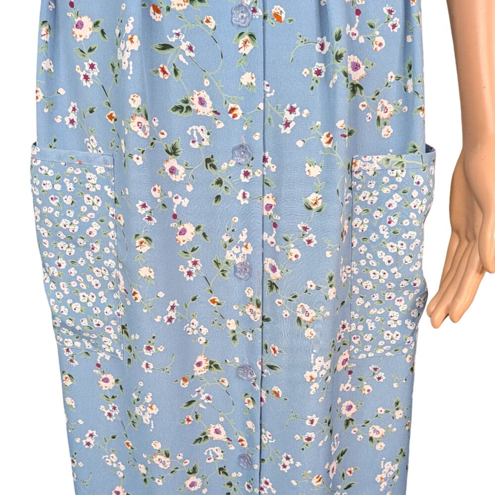 Vtg 90s Teddi Patchwork Floral Midi Dress 2X Plus Size Tie Waist Pocket Cottage - Picture 5 of 10